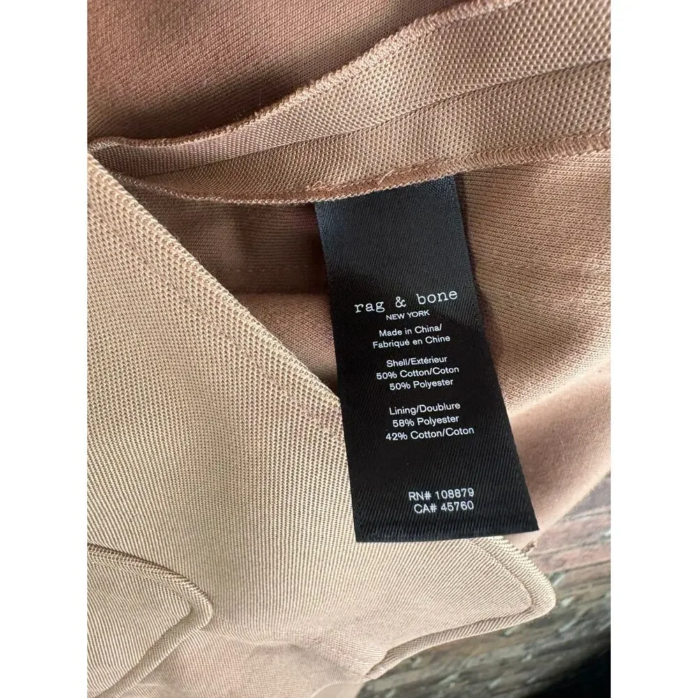 Rag & Bone Sid Cotton Pique Slim Fit Blazer 8 Tan Camel Jacket Prep Equestrian